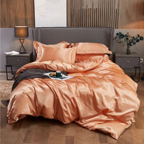 Afralia™ Solid Color Ice Rayon Cooling Bedding Set - King/Queen Size Skin-Friendly Fitted Sheet
