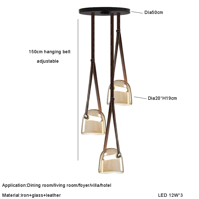 Afralia™ Luxury LED Crystal & Leather Chandelier for Living Room