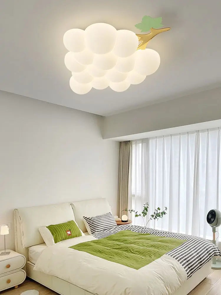 Afralia™ Nordic LED Chandelier for Children's Room, Walnut Wood Color Grape Design