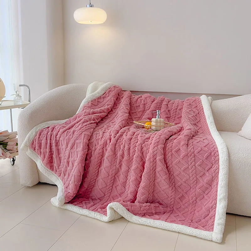 Afralia™ Soft Lamb Wool Blanket for Office Living Room Sofa All Seasons Comfy Cover