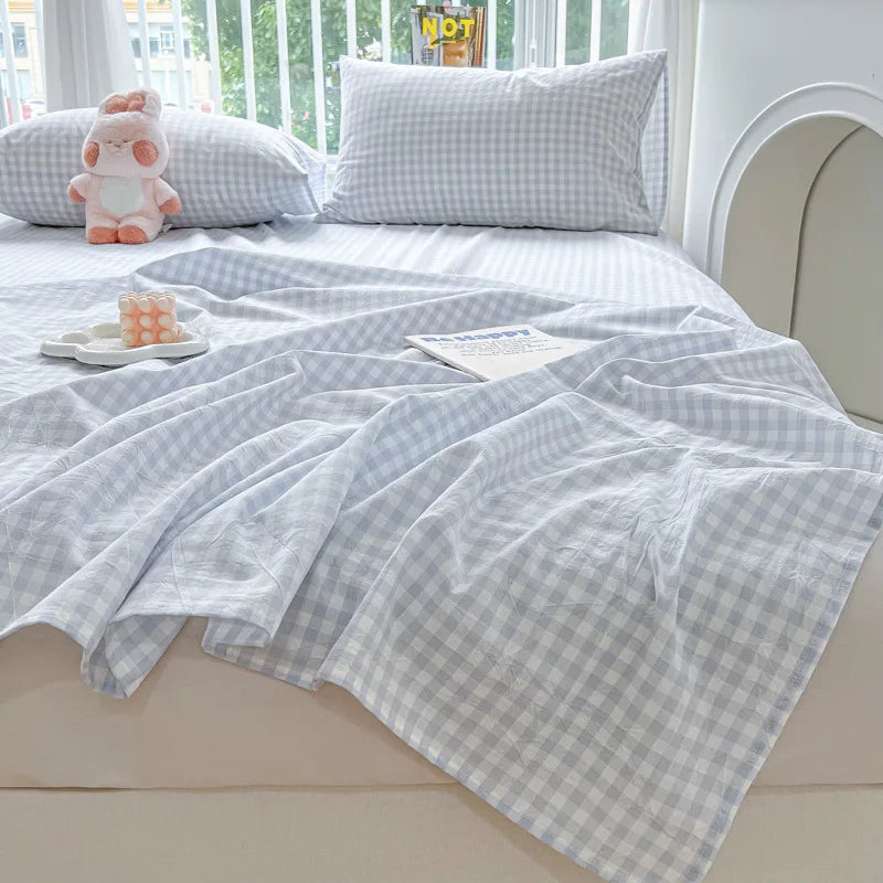 Afralia™ Checkered Single Bed Sheet - Skin-Friendly and All Seasons Bed Linen