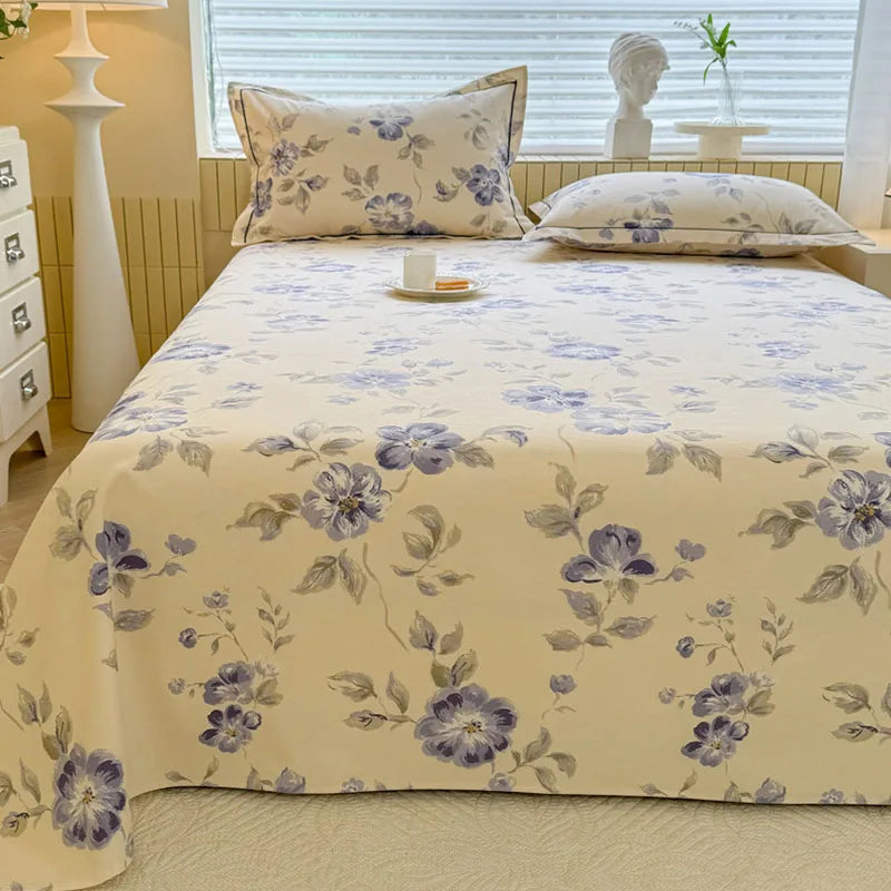 Afralia™ Cooling Cotton Flower Print Bed Cover Matress Protector