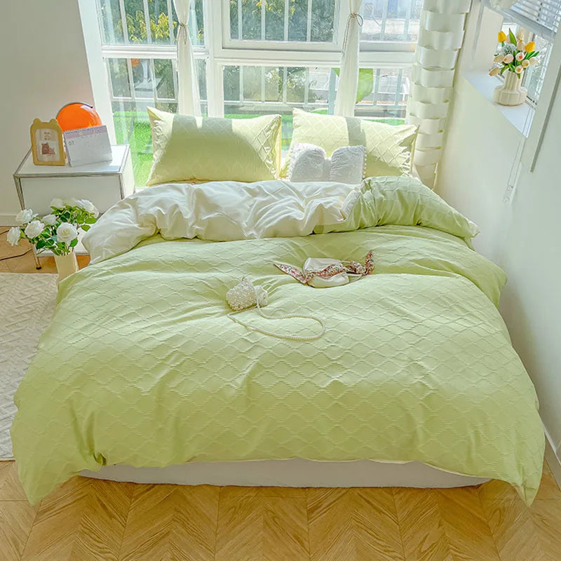 Afralia™ Diamond Grid Jacquard Bedding Sets: Cooling, Soft Duvet Cover for Summer & Autumn