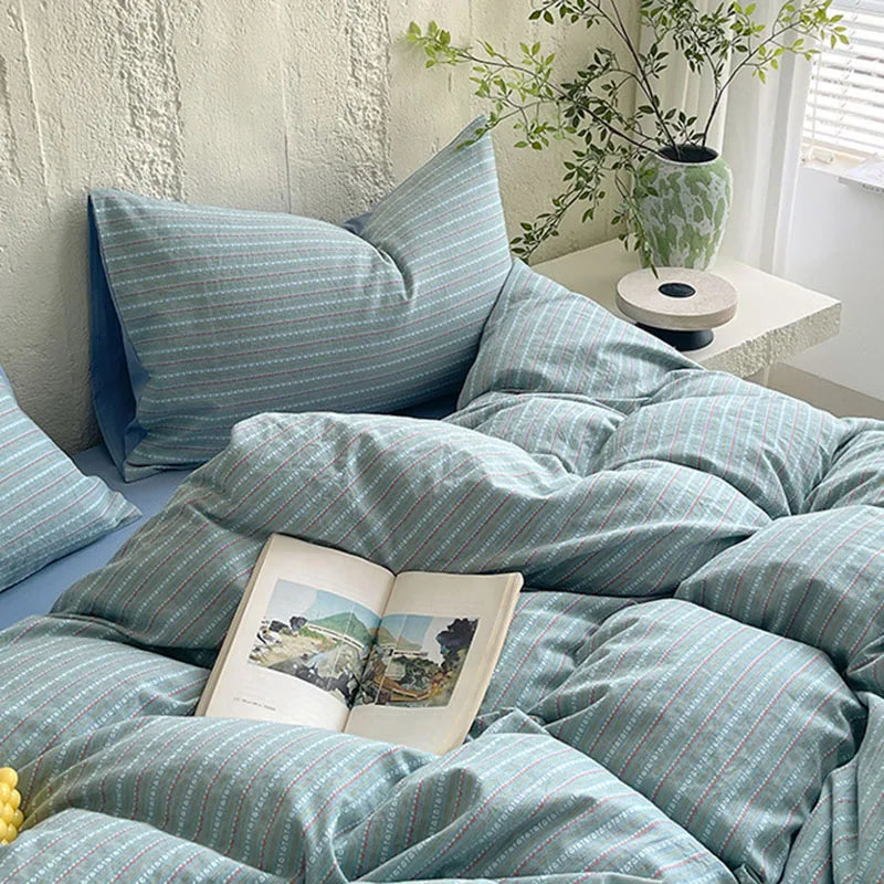 Afralia™ Luxury Striped Jacquard Cotton Bedding Set - Ultra Soft Duvet Cover Kit
