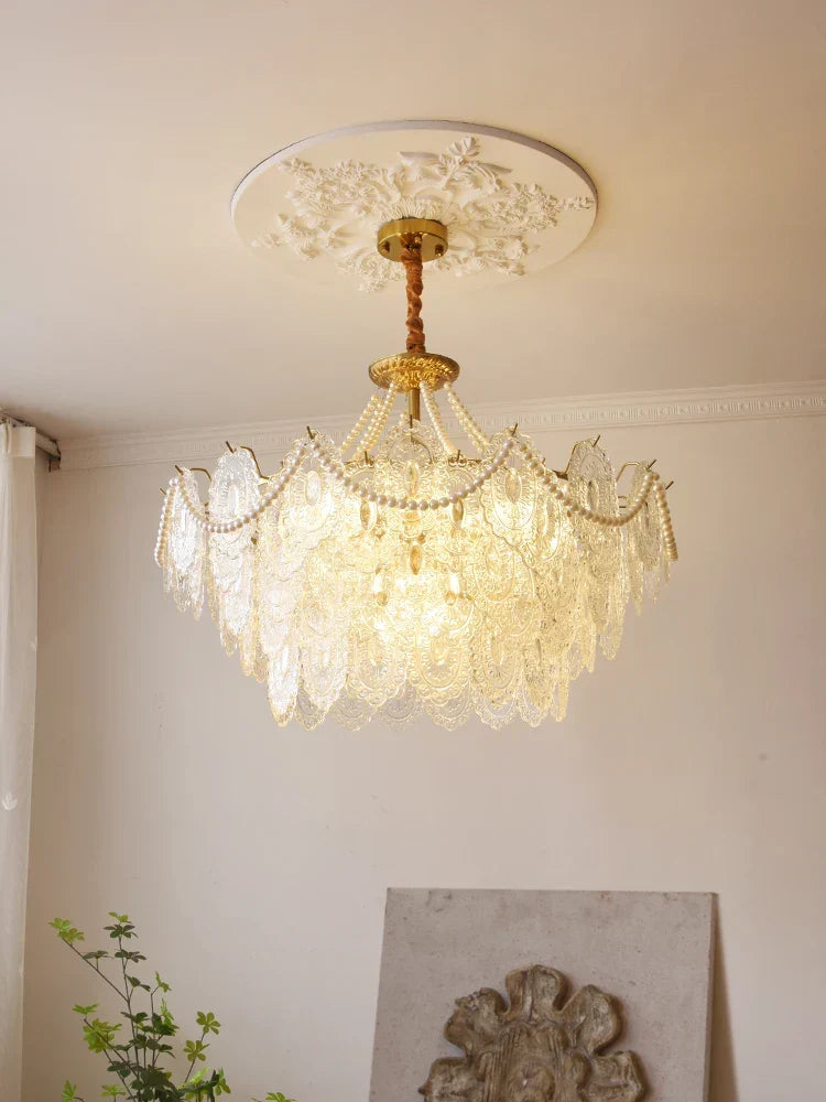 Afralia™ Clear Glass LED Chandelier: Modern French Style Hanging Fixture for Bedroom, Living Room & Kitchen