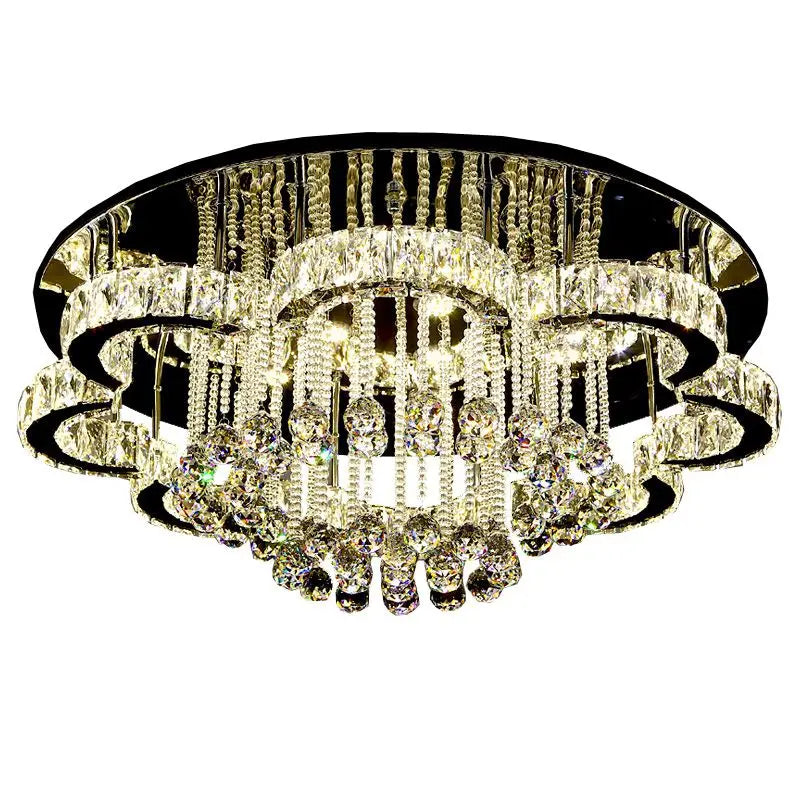 Afralia™ Crystal Ceiling Lamp Minimalist Pendant LED Chandelier for Living Room