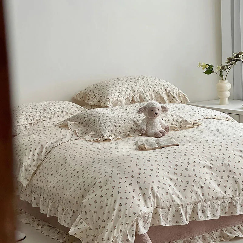 Afralia™ Korean Floral Lace Duvet Cover: Luxury Soft Quilt for Queen King, Breathable Home Decor