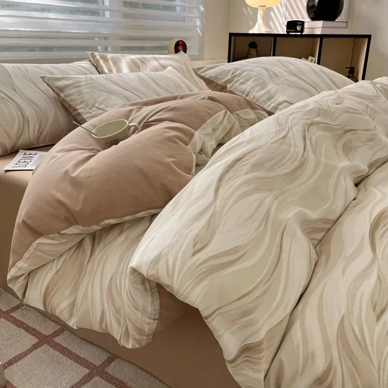 Afralia™ Nordic Twill Printed Cotton Bedding Set for King/Queen Bed