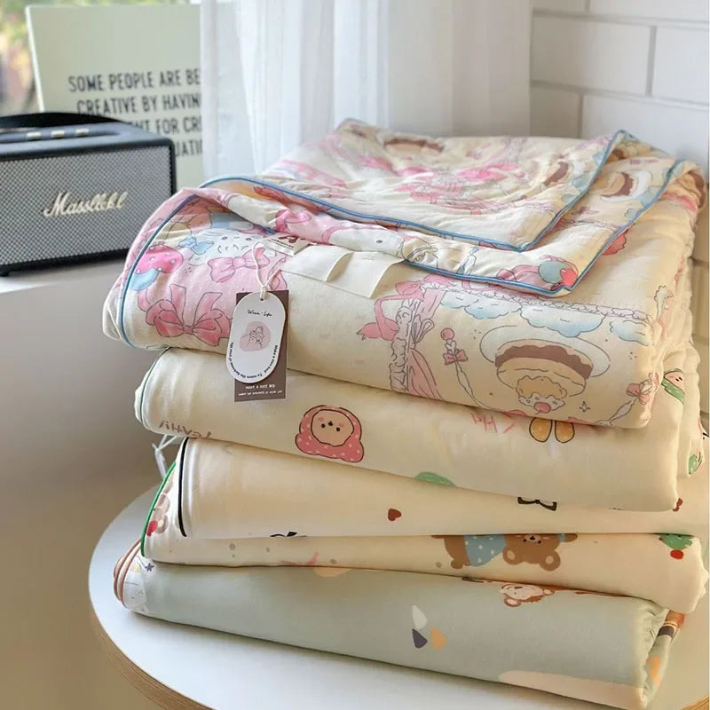 Afralia™ Children Cartoon Summer Cooling Quilt - Double Bed Breathable Thin Blanket Duvet