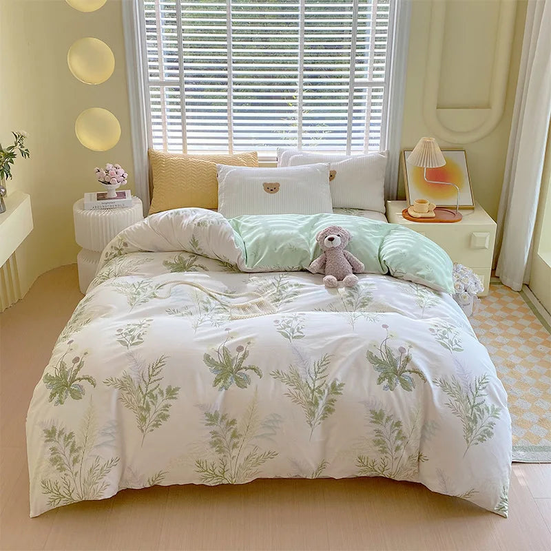 Afralia™ Nordic Plaid Cotton Duvet Cover for All Seasons - Single/Double Bed