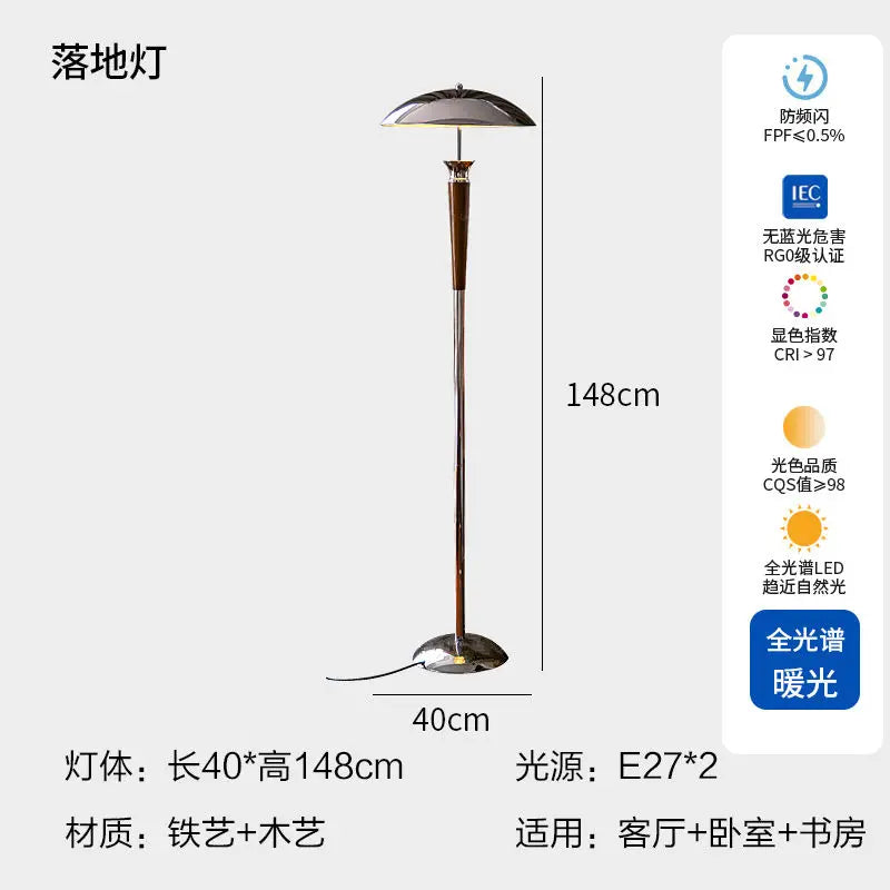 Afralia™ Industrial Desk Lamp Medieval Style Wood/Iron LED Floor Lamp
