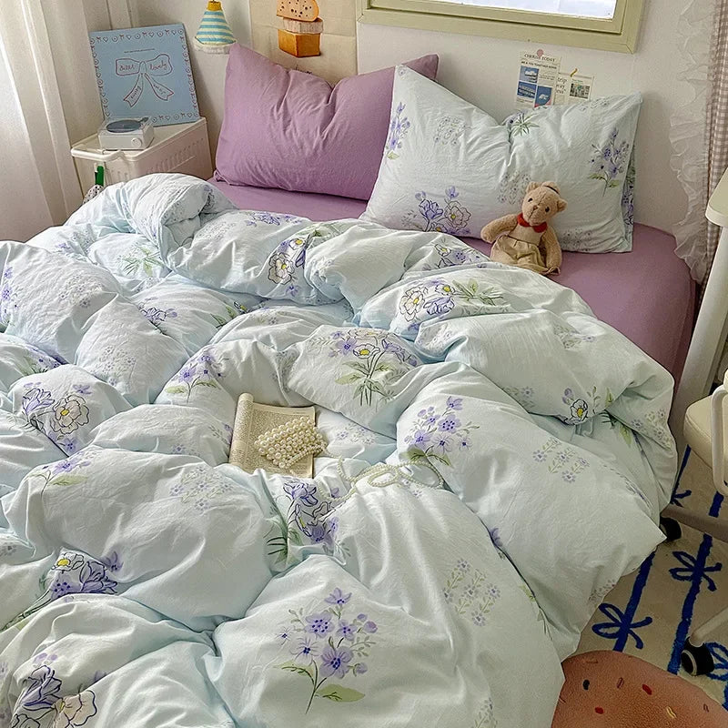 Afralia™ Cartoon Print Quilt Cover Set for King Queen Beds - All Seasons Comfort