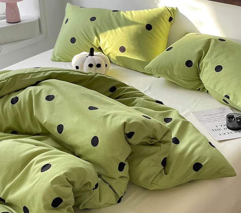Afralia™ Polka Dot Striped Bedding Set for Summer. Soft Cozy Duvet Cover. All Seasons Single Double Bed Linens.