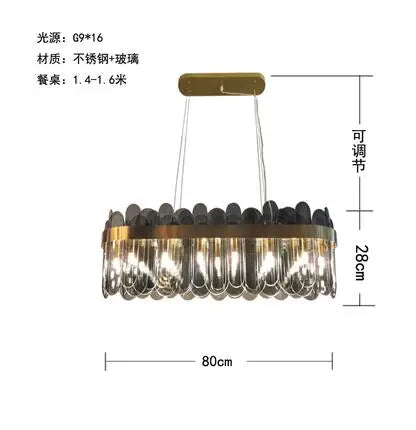 Afralia™ Smoke Grey Glass Pendant Chandelier for Modern Nordic Living Room