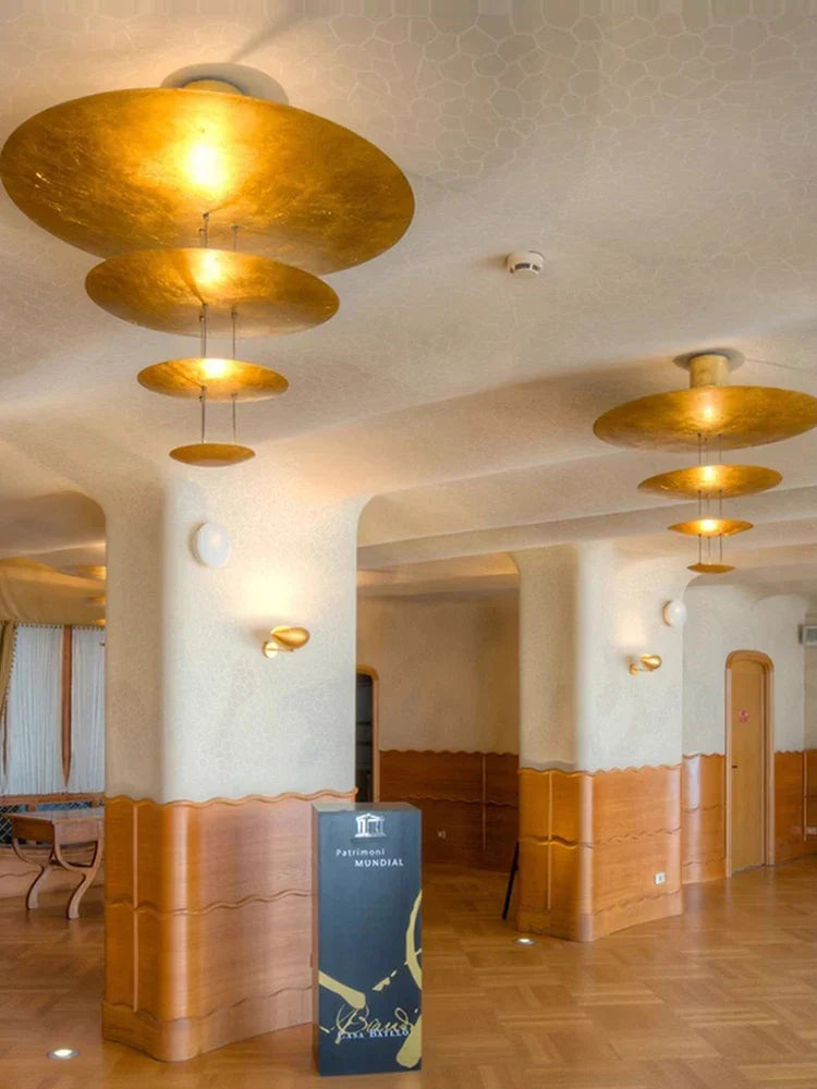 Afralia™ Gold Foil Pendant LED Chandelier, Modern Italian Design for Villas