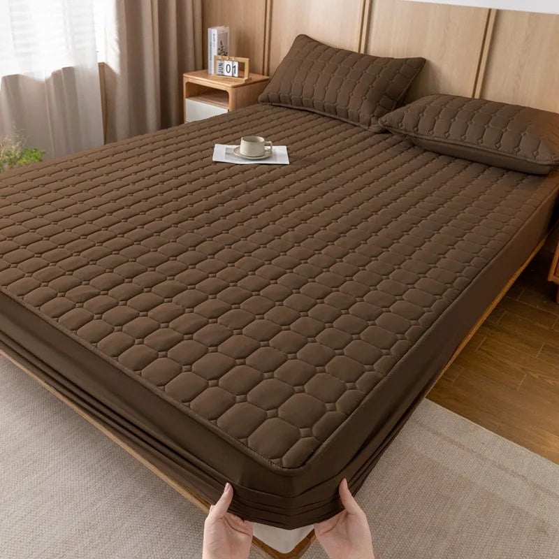 Afralia™ Quilted Fitted Sheet for Cozy & Anti-Slip Protection on Queen & King Beds
