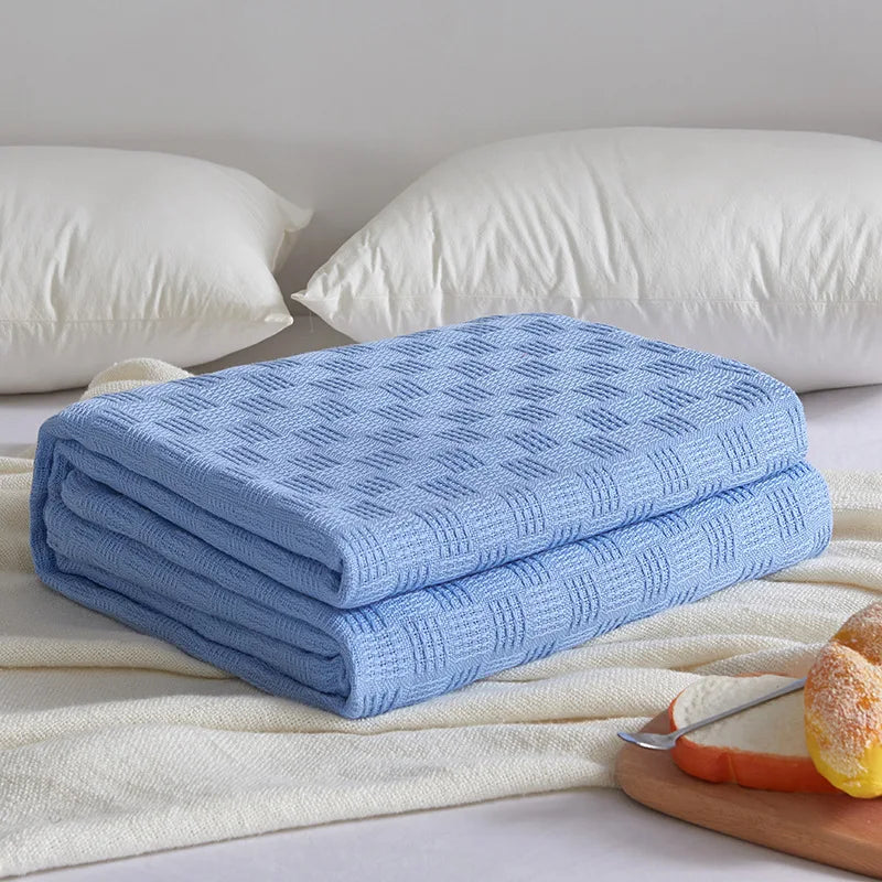 Afralia™ Pure Cotton Knitted Blanket: Summer Sofa Cover Comfort Queen Double Size Quilt