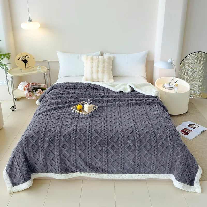 Afralia™ Soft Lamb Wool Blanket for Office Living Room Sofa All Seasons Comfy Cover