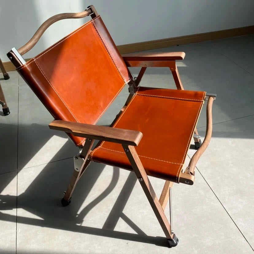Afralia™ Portable Folding Backrest Chair with Faux Wood Armrests