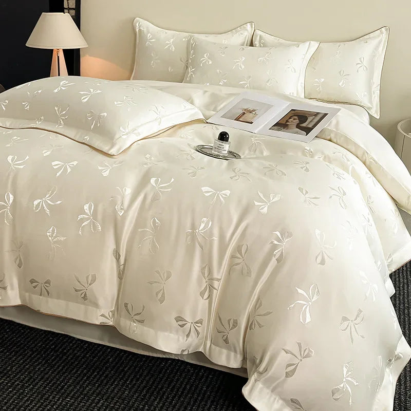 Afralia™ Silky Jacquard Satin Bedding Set for King, Twin, Queen - High-End Soft Bedclothes