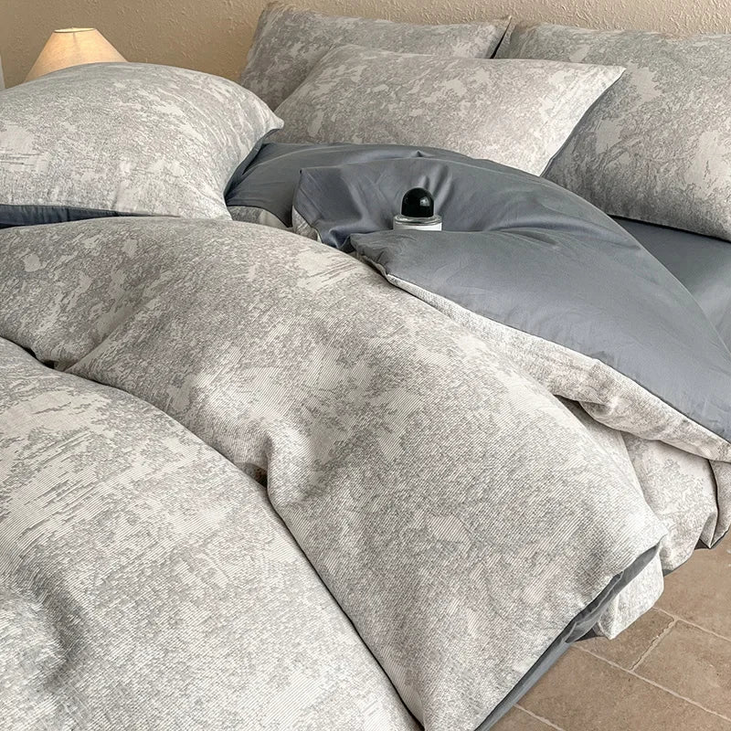Afralia™ Luxury Jacquard 3-Layer Cotton Bedding Set - Soft & Skin-Friendly