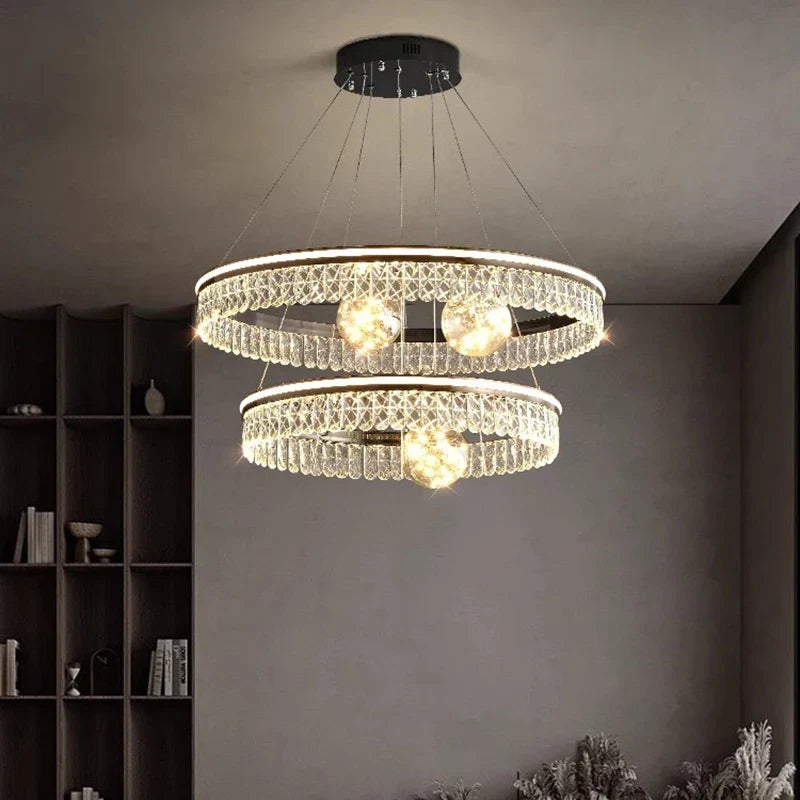 Afralia™ LED Rings Pendant Light Chandelier for Living Room and Dining Room