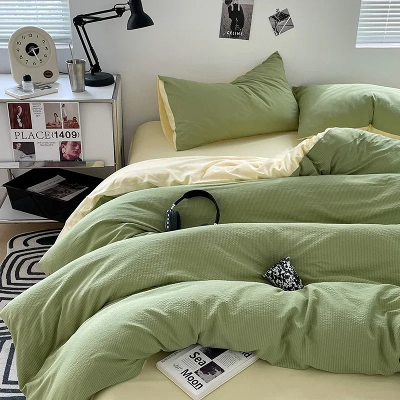 Afralia™ Super Soft Double-Sided Bubble Cotton Bed Four-Piece Set