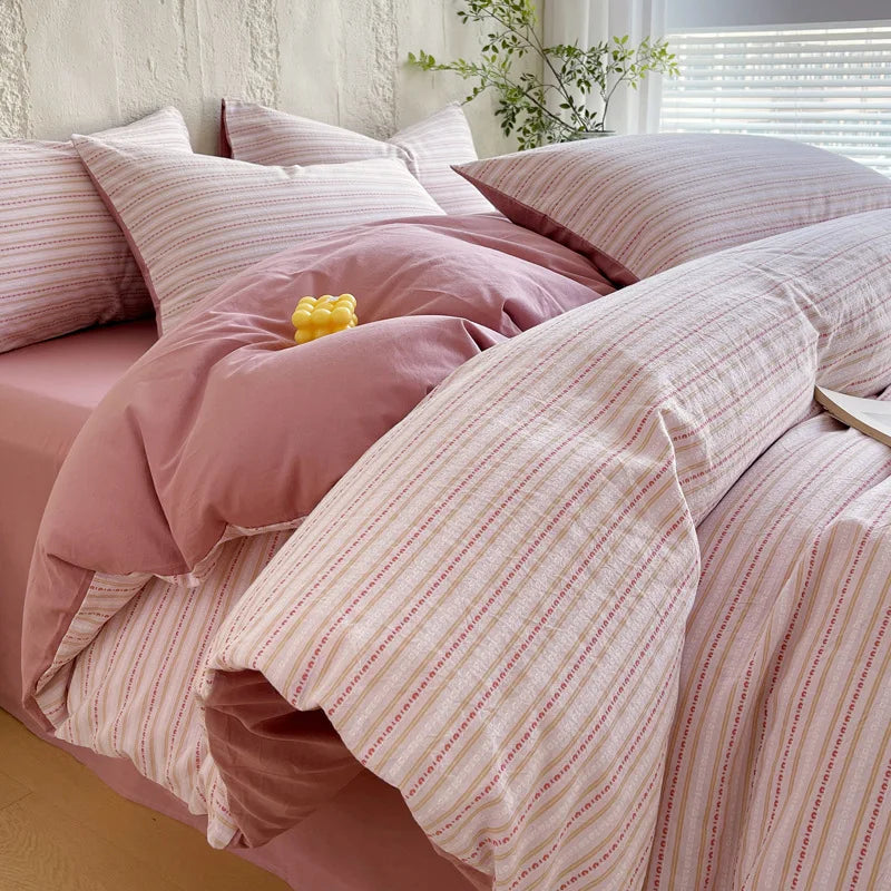 Afralia™ Luxury Striped Jacquard Cotton Bedding Set - Ultra Soft Duvet Cover Kit