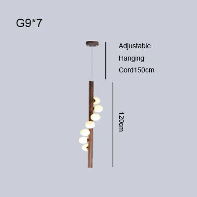 Afralia™ Nordic Walnut Glass Pendant Chandelier - Dimmable Restaurant Decor Lighting
