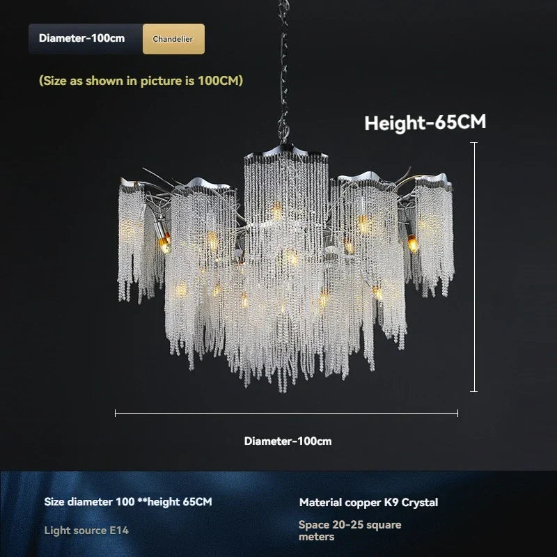 Afralia™ Crystal Tassel Pendant Light - Luxury Villa Chic for Living, Dining, Bedroom & Hotel