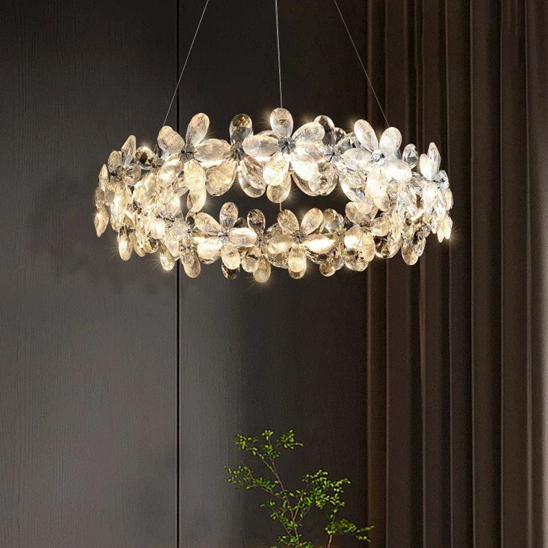 Afralia™ Chrome Petal Crystal Chandeliers: Luxury LED Ceiling Pendant Lights for Home Decor
