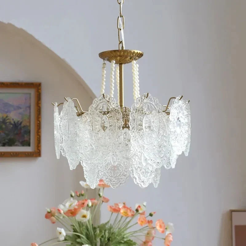 Afralia™ Clear Glass LED Chandelier: Modern French Style Hanging Fixture for Bedroom, Living Room & Kitchen
