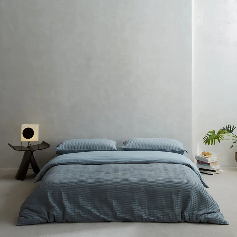 Afralia™ 100% Cotton Foam Yarn Bedding Set with Solid Color Jacquard Design