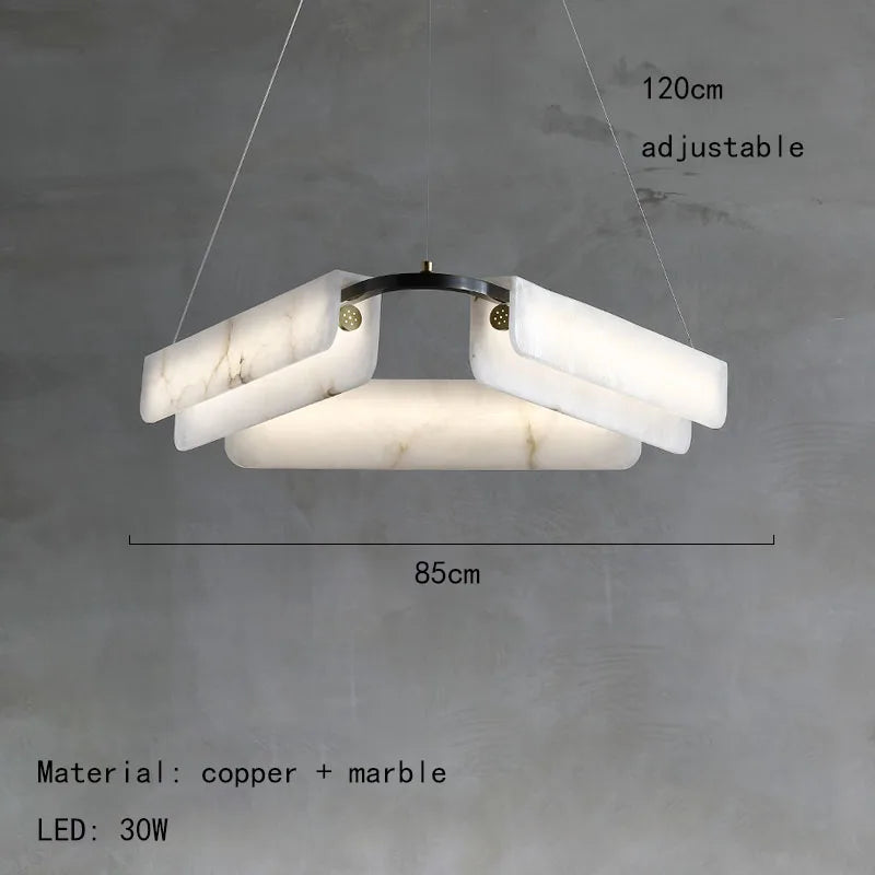 Afralia™ Marble LED Ceiling Chandelier, Dimmable Dining Room Pendant - Modern Minimalist Decorative Lighting