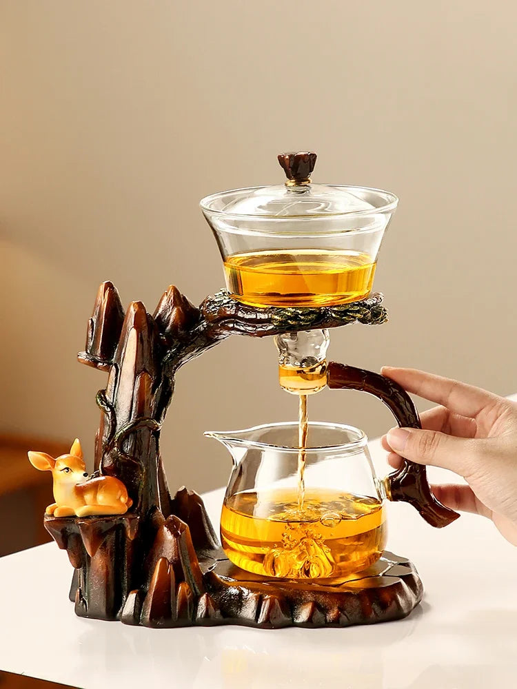 Afralia™ Lazy Kung Fu Tea Set with Magnetic Water-Separating Bowl & Teapot