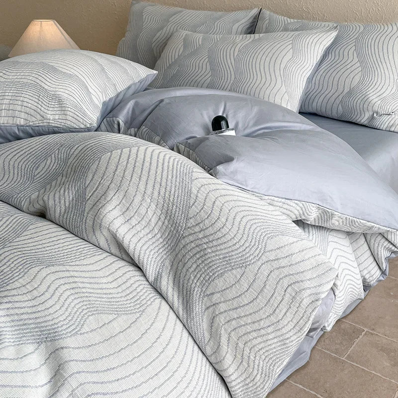 Afralia™ Luxury Jacquard 3-Layer Cotton Bedding Set - Soft & Skin-Friendly
