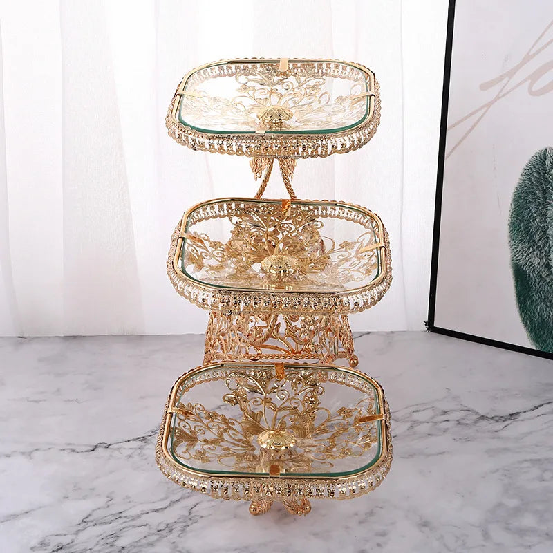 Afralia™ Square Glass Multi-Layer Fruit Tray - Elegant Light Luxury Decor
