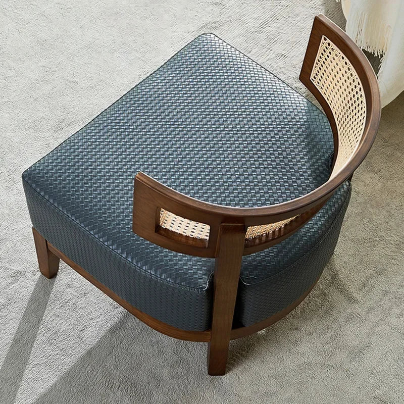 Afralia™ Nordic Rattan Sofa Chair: Solid Wood Outdoor Furniture Balcony Seating