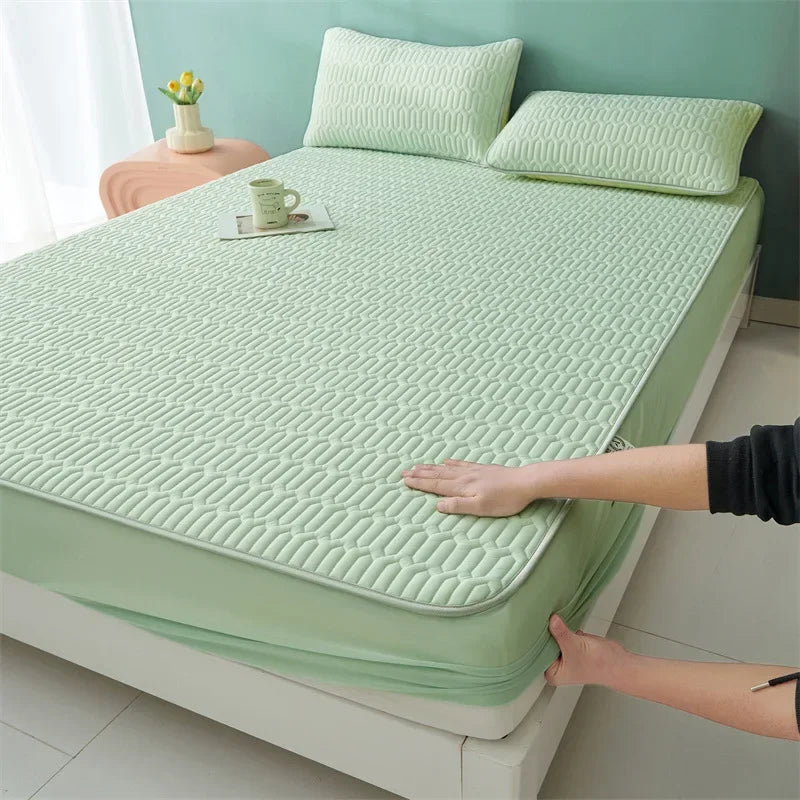 Afralia™ Summer Cartoon Print Silky Latex Cooling Fitted Sheet Set