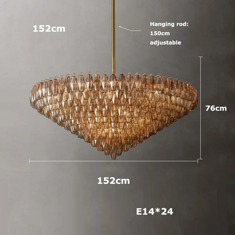 Afralia™ Art Deco Glass Shade Brass LED Chandelier - Luxury Black Dining Room Ceiling Light