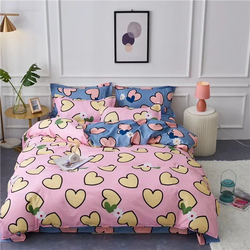 Afralia™ Plant Print Bedding Set: Skin-Friendly Duvet Cover & Bedsheet for All Seasons