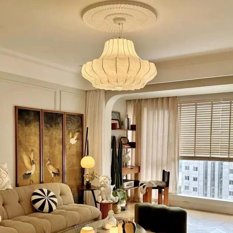 Afralia™ Japanese Silk Pendant Chandelier - Modern Designer Home Lighting