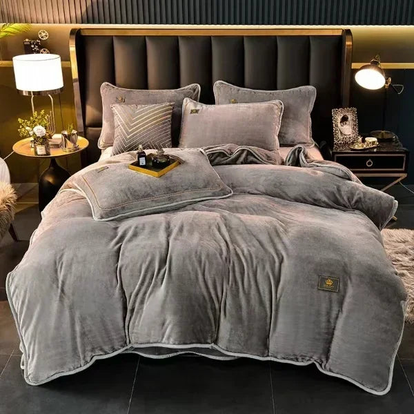Afralia™ Plush Winter Bedding Set: Ultra-Thick Milk Fleece Duvet, Sheets, Comforter Cover & Pillowcases