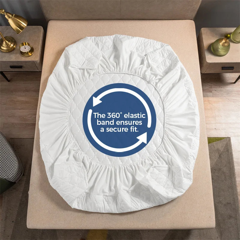Afralia™ Geometric Quilted Fitted Sheet- Solid Color Mattress Cover-Queen King