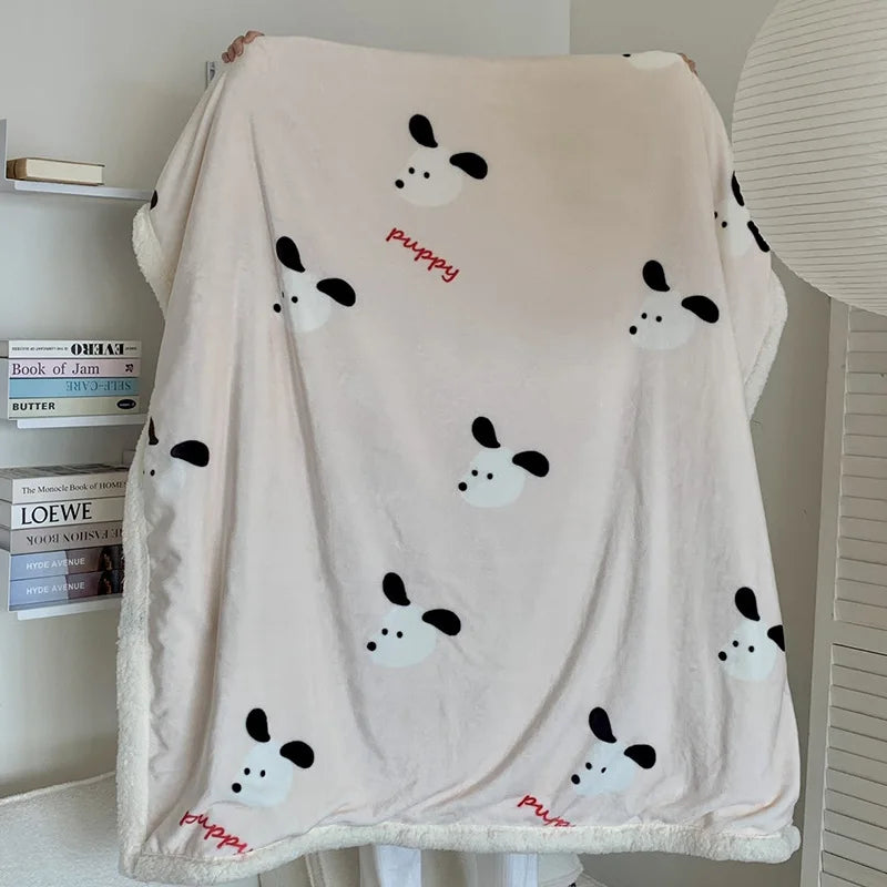 Afralia™ Cartoon Lamb Wool Blanket - Thick, Printed Coral Fleece Sofa Cover