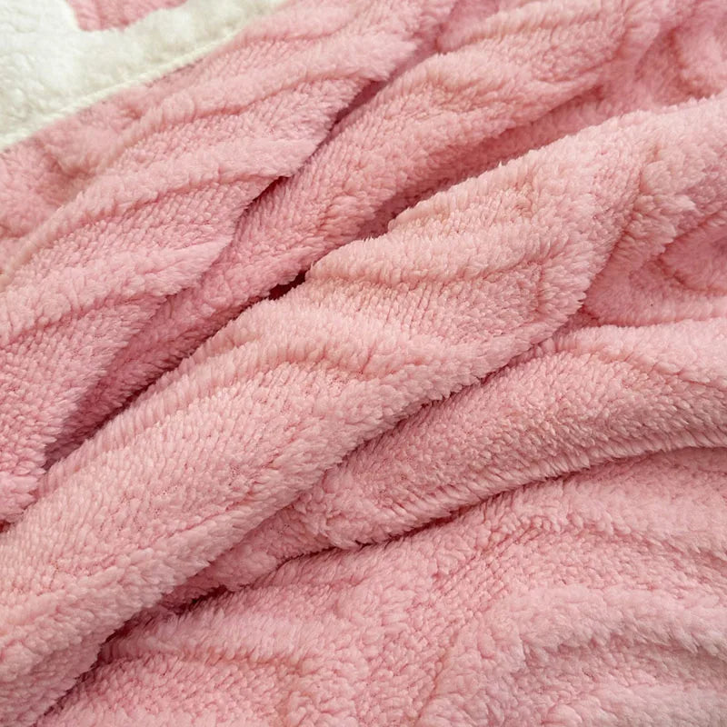 Afralia™ Double Layered Flannel Arch Jacquard Plush Blanket - Warm & Cozy Coral Fleece Quilt