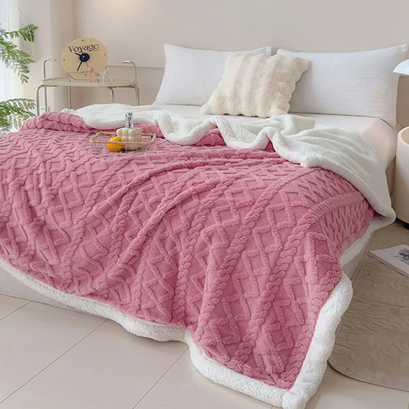 Afralia™ Soft Lamb Wool Blanket for Office Living Room Sofa All Seasons Comfy Cover