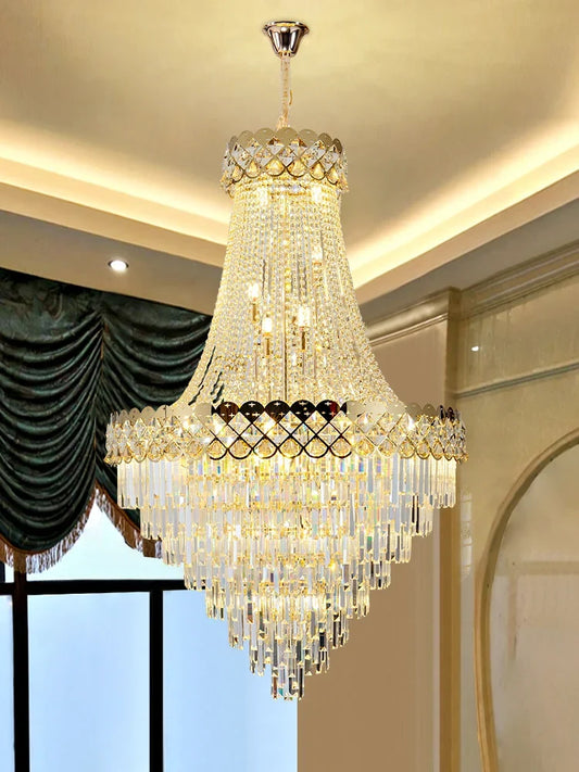 Afralia™ Crystal Chandelier: Luxury Villa Living Room Hotel Lobby Ceiling Light Fixtures