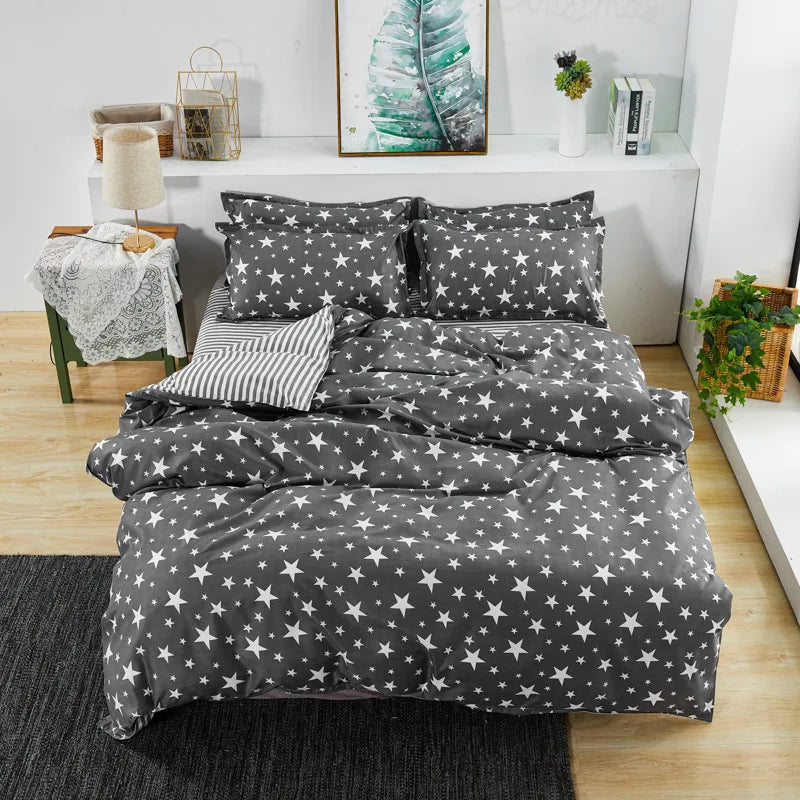 Afralia™ Soft Large Stripe Bedding Set: Brushed Duvet, Sheet, Pillowcases in Nordic Style