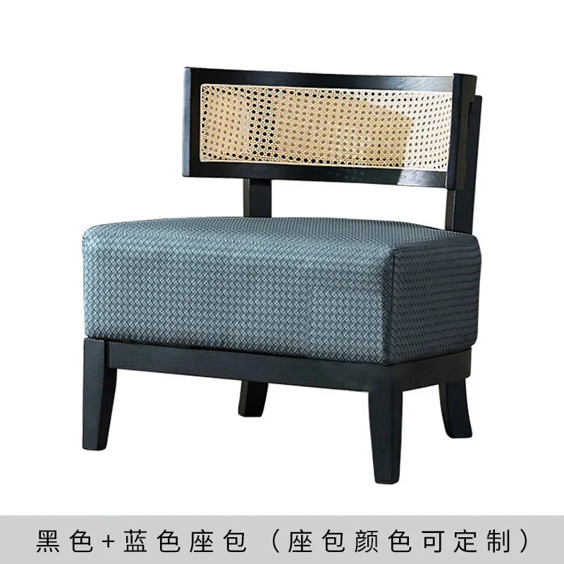 Afralia™ Nordic Rattan Sofa Chair: Solid Wood Outdoor Furniture Balcony Seating